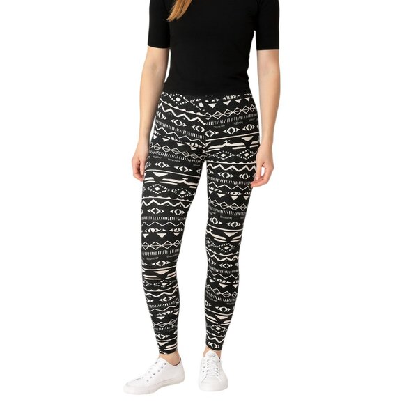 Zumiez Women’s Black and White Geometric Print Leggings | Size Medium - Picture 1 of 5